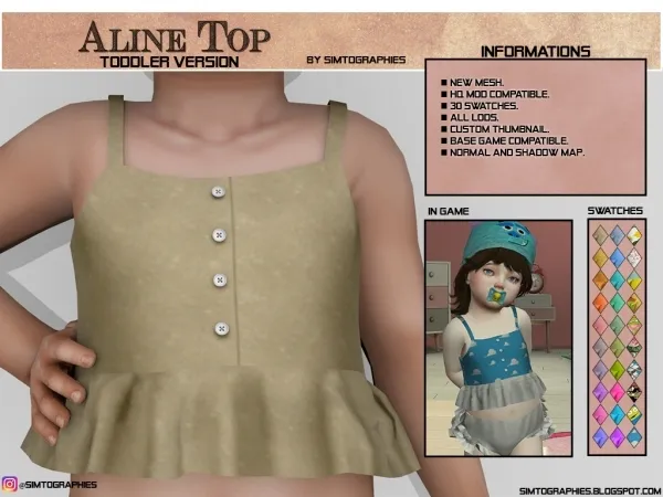 Alpha Aline Top (Toddler) by simtographies - The Sims 4 Custom Content