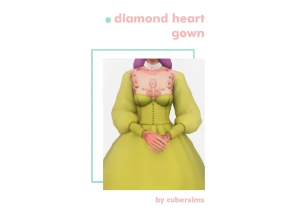 Maxis Match Diamond Heart Gown by cubersims - The Sims 4 Custom Content
