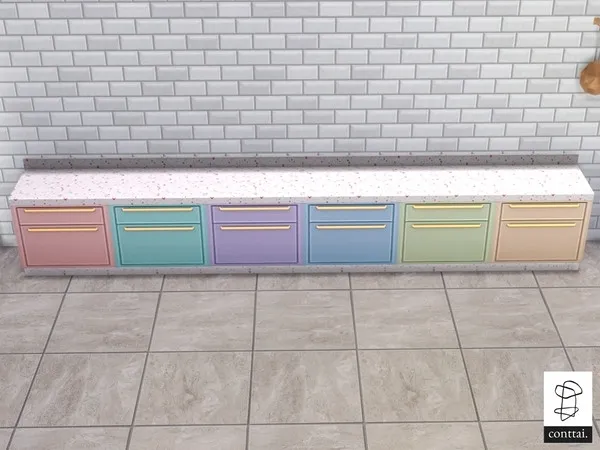 Alpha Terrazzo Pastel Counter recolor - The Sims 4 Custom Content