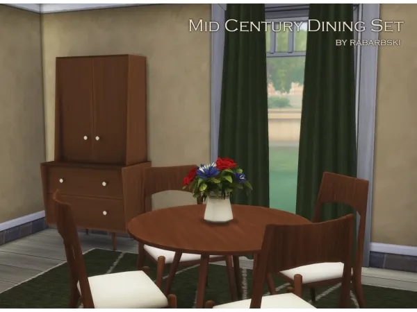Alpha Mid Century Dining Set - The Sims 4 Custom Content