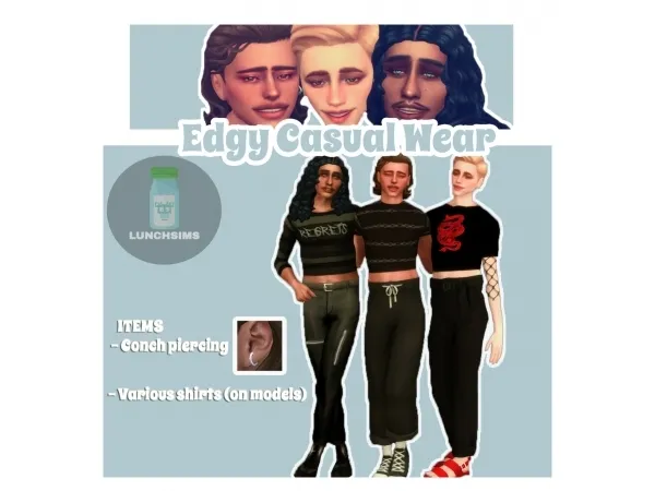 Maxis Match lunchsims EDGY CASUAL WEAR - The Sims 4 Custom Content
