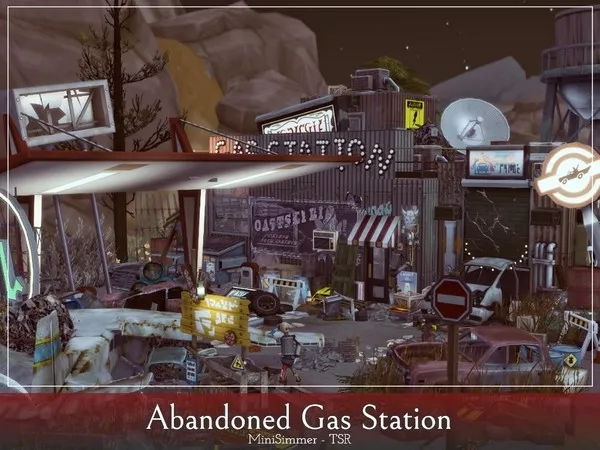 Alpha Abandoned Gas station - The Sims 4 Custom Content