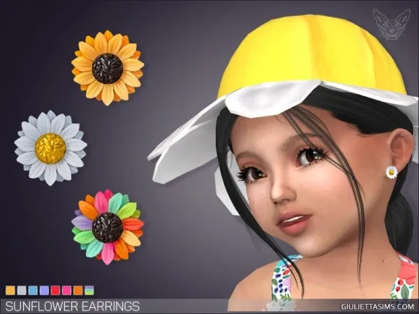 Alpha Sunflower Stud Earrings For Toddlers - The Sims 4 Custom Content