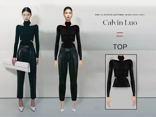 Alpha TOP CHIC TURTLENECK BLACK CALVIN LUO PARIS Vampires GP - The Sims 4 Custom Content