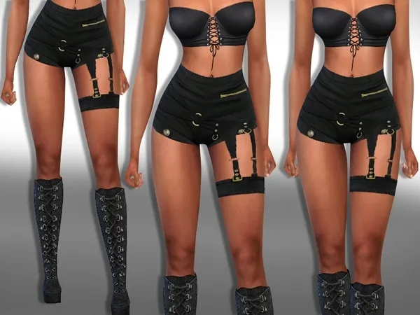 Alpha Apocalyptic Dark Combat Shorts - The Sims 4 Custom Content