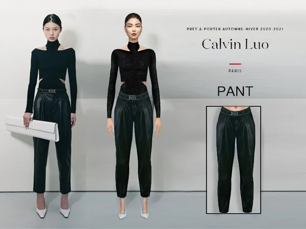 Alpha CHIC LEATHER PANT BLACK CALVIN LUO PARIS - The Sims 4 Custom Content