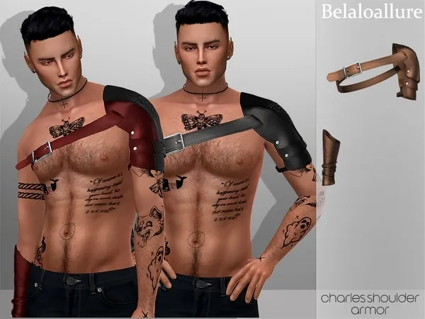 Alpha Belaloallure_charles shoulder armor - The Sims 4 Custom Content