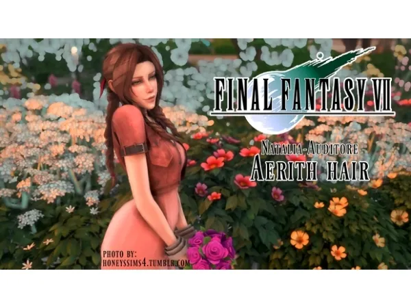 Alpha Aerith Hair - The Sims 4 Custom Content