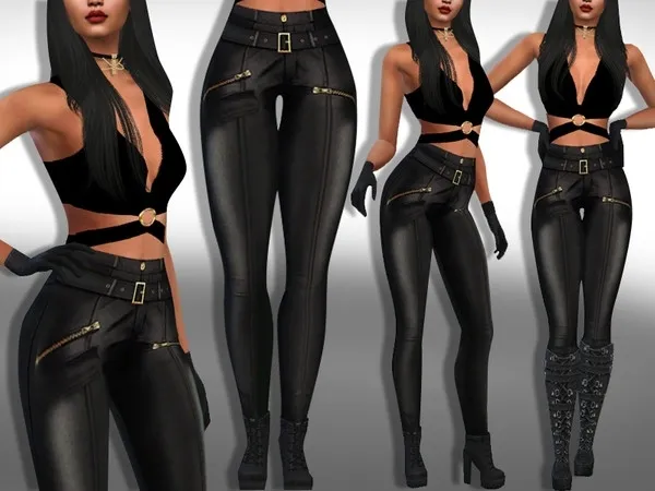 Maxis Match Female Dark Leather Pants - The Sims 4 Custom Content