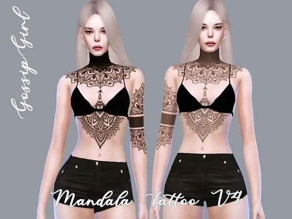 Mix Mandala Tattoo V4 - The Sims 4 Custom Content