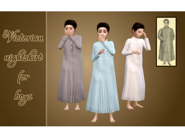 Alpha VictorianEdwardian nightshirt for boys by vintagesimstress - The Sims 4 Custom Content