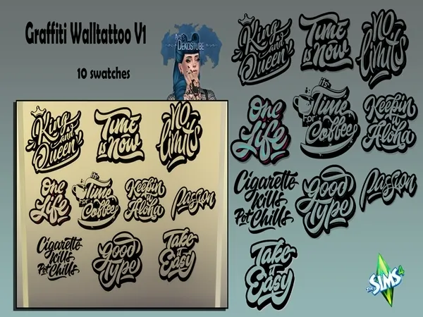 Maxis Match Graffiti Walltattoo V1 - The Sims 4 Custom Content