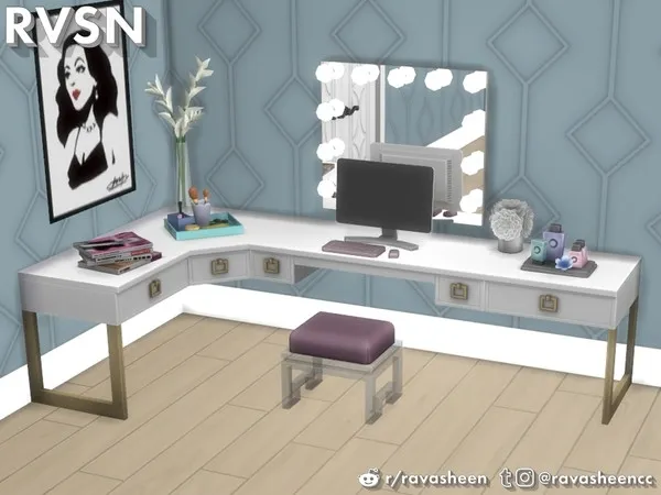 Maxis Match Social Distancing Desk Vanity Set - The Sims 4 Custom Content