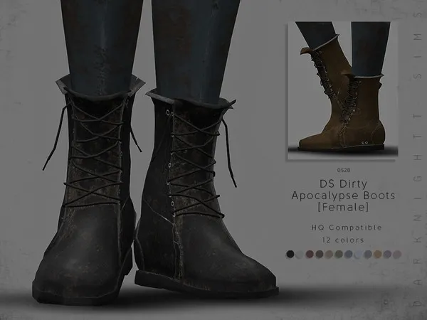 Alpha DS Dirty Apocalypse Boots [Female] - The Sims 4 Custom Content
