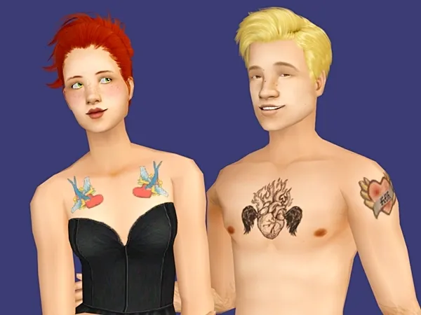 Heart Tattoo Overlays - The Sims 2 Custom Content