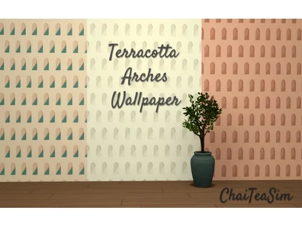 Maxis Match Terracotta Arches Wallpaper - The Sims 4 Custom Content
