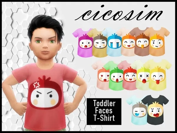 Maxis Match CM Toddler Faces T Shirts - The Sims 4 Custom Content