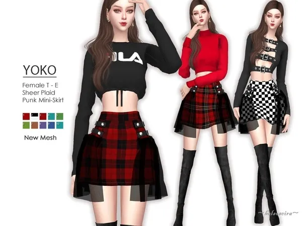 Maxis Match YOKO Punk Plaid Skirt - The Sims 4 Custom Content