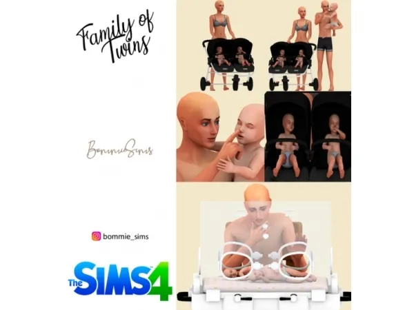 Alpha Family Of Twins Posepack by bommie-sims - The Sims 4 Custom Content