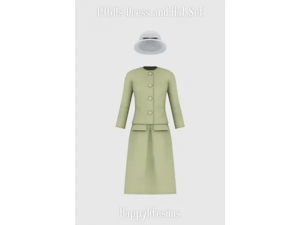 Maxis Match [Lonelyboy] 1960s Dress and Hat Set - The Sims 4 Custom Content