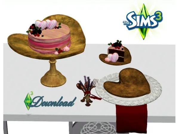 Valentines Day Set Cake - The Sims 3 Custom Content