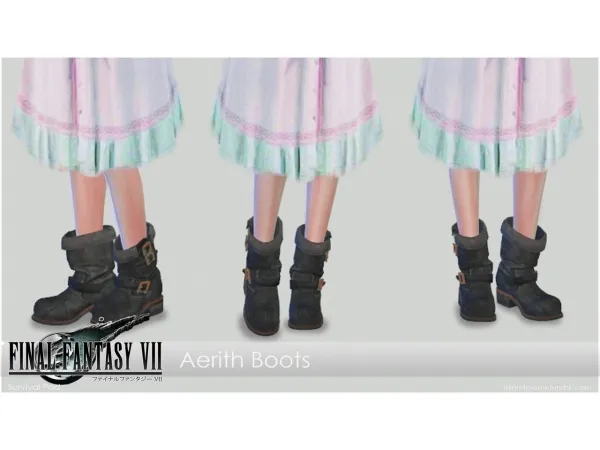 Maxis Match Final Fantasy VII Remake Aerith Boots - The Sims 4 Custom Content