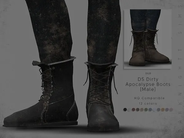 Alpha DS Dirty Apocalypse Boots [Male] - The Sims 4 Custom Content