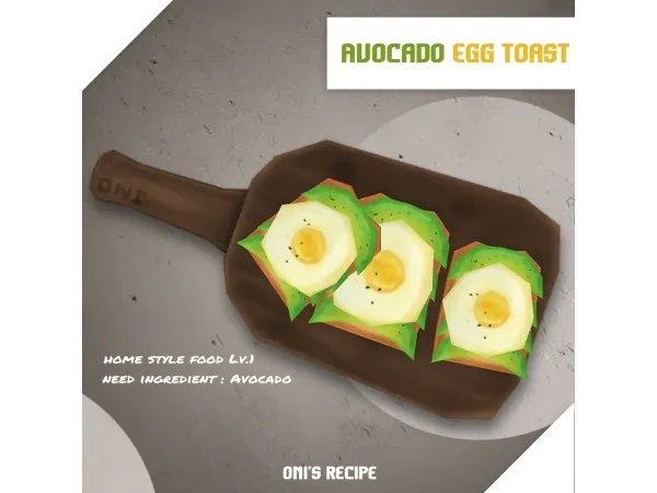 Mix Avocado Egg Toast ni28 by o - The Sims 4 Custom Content