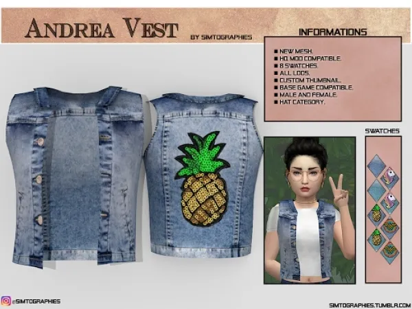Alpha Andrea Vest - The Sims 4 Custom Content