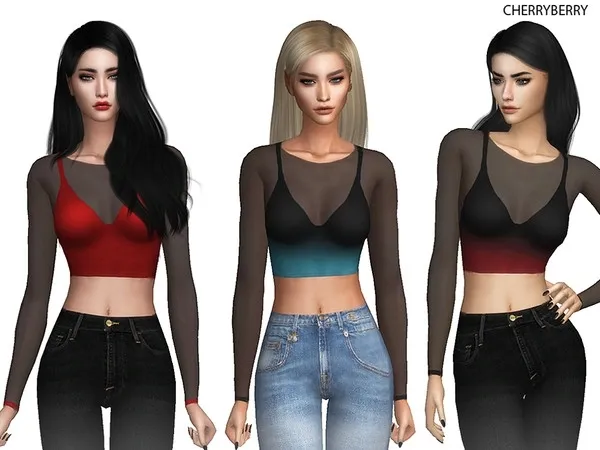 Alpha See Through Crop Top - The Sims 4 Custom Content