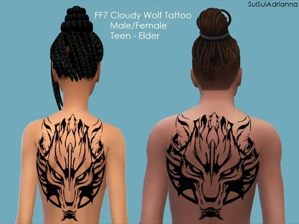 Mix FF7 Cloudy Wolf Tattoo - The Sims 4 Custom Content