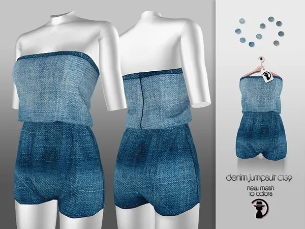 Alpha Denim Jumpsuit C159 - The Sims 4 Custom Content