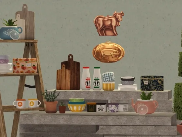 Vintage Crockery muses by moocha - The Sims 2 Custom Content