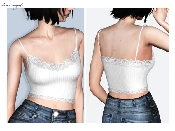 Alpha [ dreamgirl ] lacy tank top - The Sims 4 Custom Content