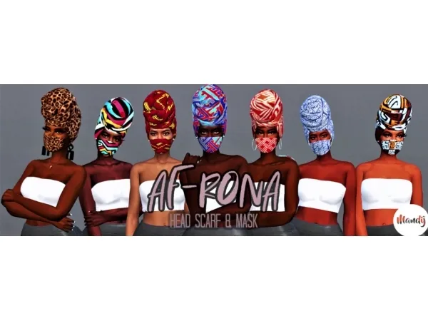Alpha AF RONA Head Scarf Mask recolor by mandijsims - The Sims 4 Custom Content