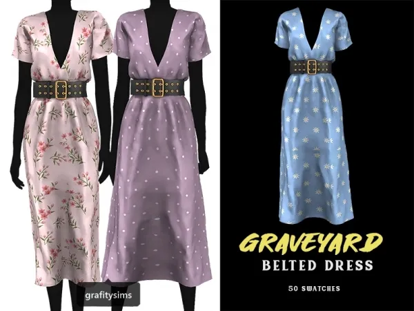 Alpha Graveyard Belted Dress - The Sims 4 Custom Content