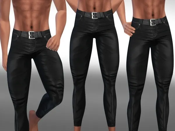 Maxis Match Men Leather Pants with Belt - The Sims 4 Custom Content