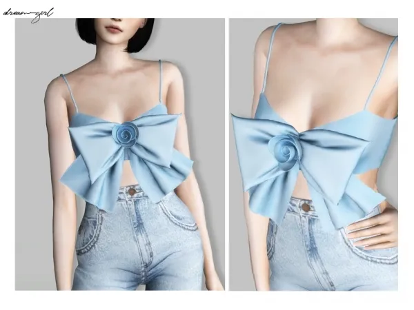 Alpha [ dreamgirl ] bow tie top - The Sims 4 Custom Content