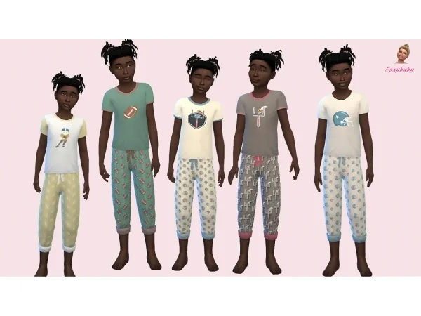 Alpha Vintage Football Boys Pyjama Set by Foxybaby - The Sims 4 Custom Content
