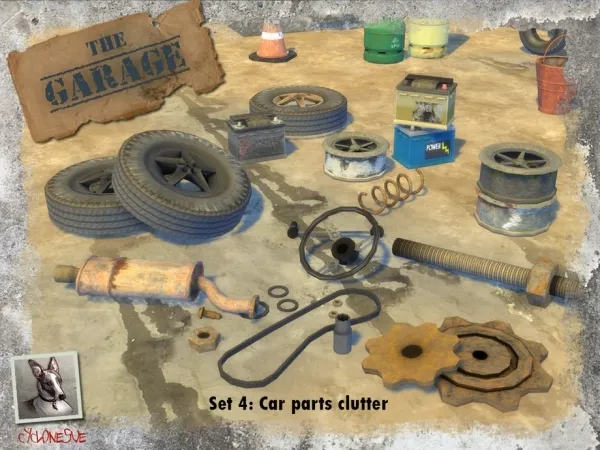 Maxis Match Cyclonesue's The Garage Set 4 Car Parts Clutter - The Sims 4 Custom Content
