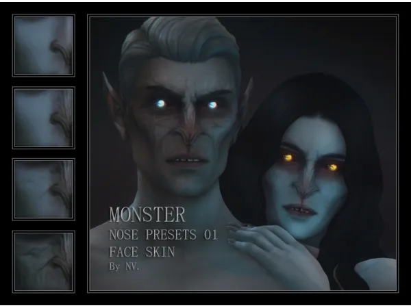 Mix MONSTER NOSE PRESETS 01 FACE SKIN - The Sims 4 Custom Content