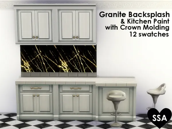 Alpha SulSulAdrianna's Granite Kitchen Backsplash - The Sims 4 Custom Content