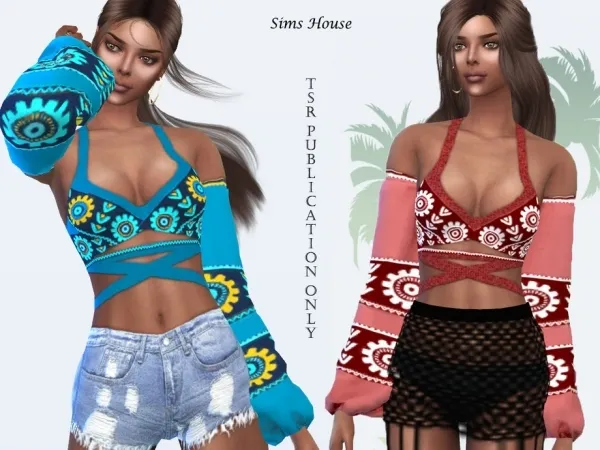 Maxis Match Sims House's Women's blouse Sulani Island - The Sims 4 Custom Content