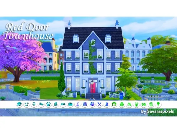 Alpha Red Door Townhouse - The Sims 4 Custom Content