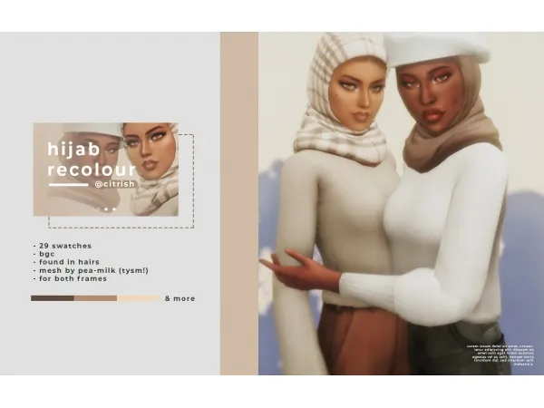 Mix neutral hijab recolours - The Sims 4 Custom Content
