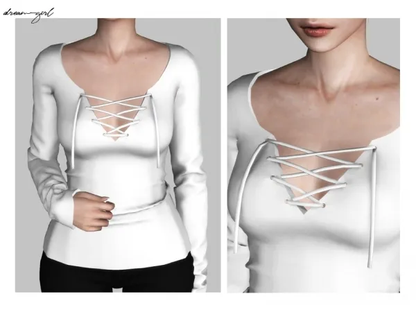 Alpha [ dreamgirl ] laced up top - The Sims 4 Custom Content