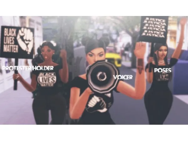 Alpha BLACK LIVES MATTER PROTESTS SET by simsfinds - The Sims 4 Custom Content
