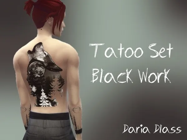 Mix Daria Glass' TatooSet BlackWork - The Sims 4 Custom Content