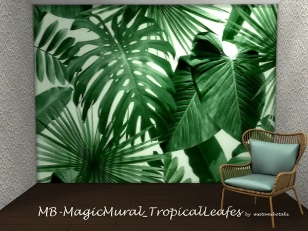 Alpha matomibotaki's MB MagicMural_TropicalLeafes - The Sims 4 Custom Content
