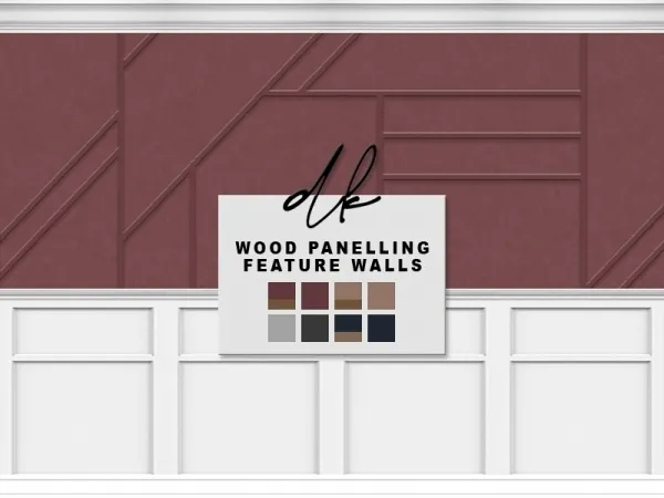 Alpha Wood Panelling Feature Walls Set - The Sims 4 Custom Content
